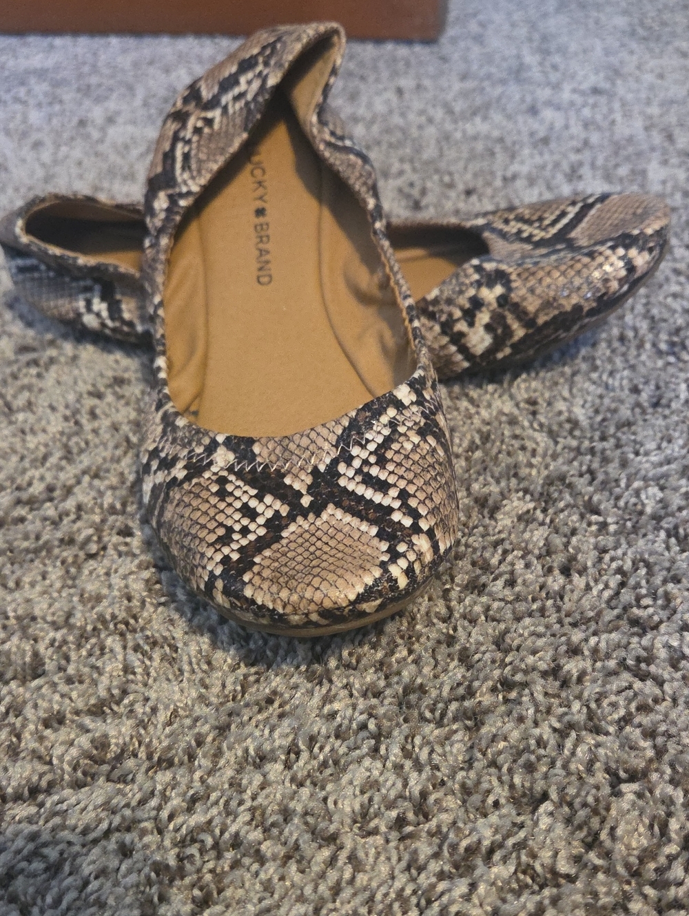 Lucky Brand Neutral Snake-Print Ballet Flats